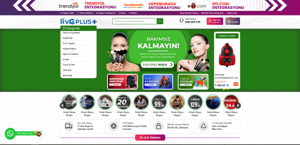 Live Plus Özel Gelişmiş Modüllü E-Ticaret Yazılımı